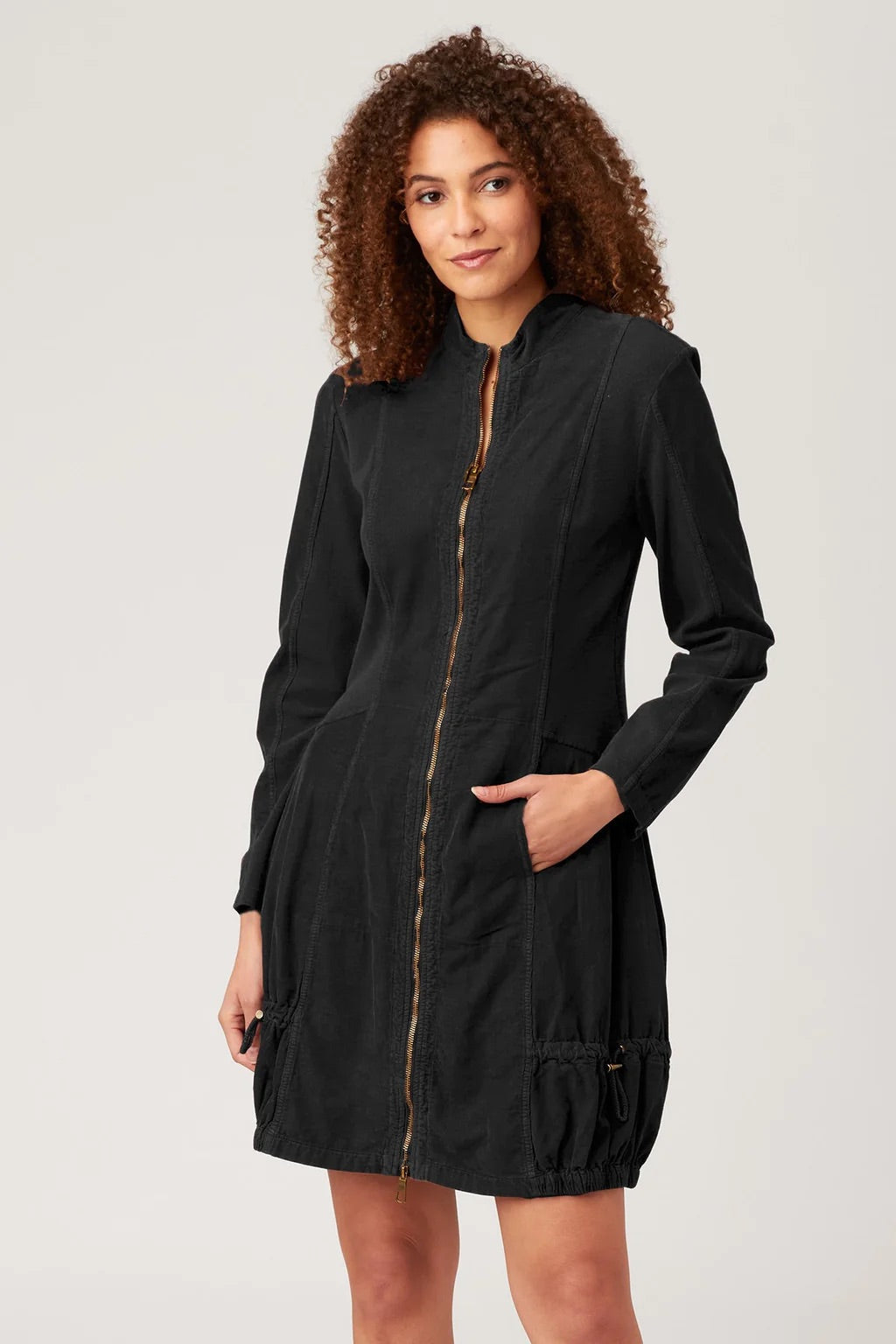 Cord Winifred Jacket Dress in Black
