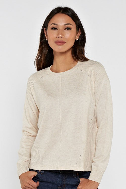 Pointelle Detail Sweater in Sand