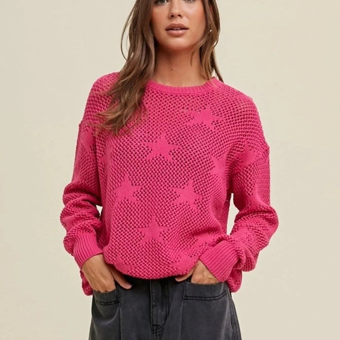 Emmy Star Sweater in Magenta