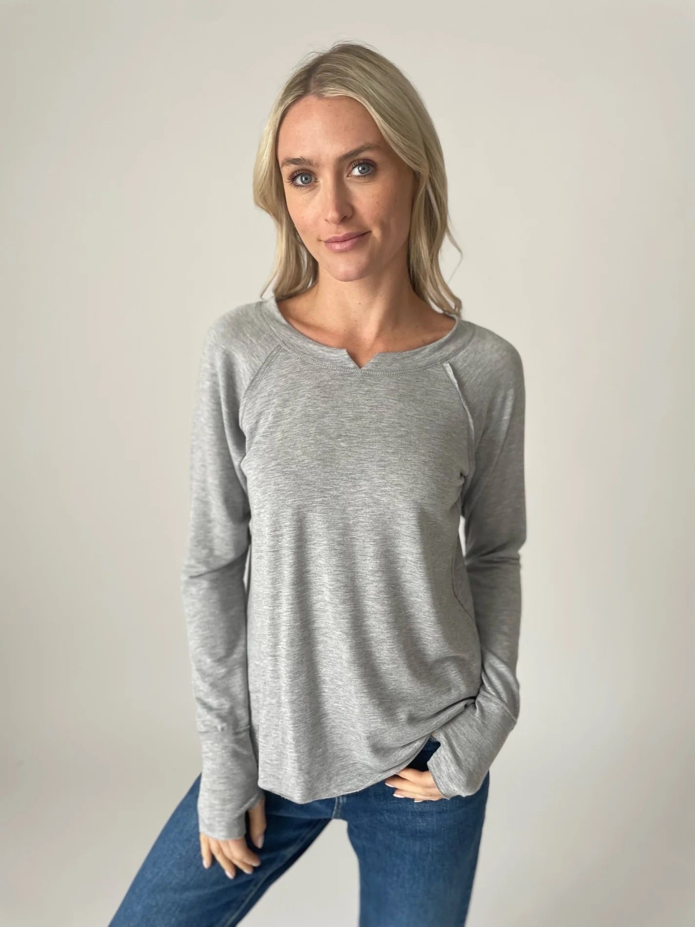 Payton Long Sleeve Top in Gray