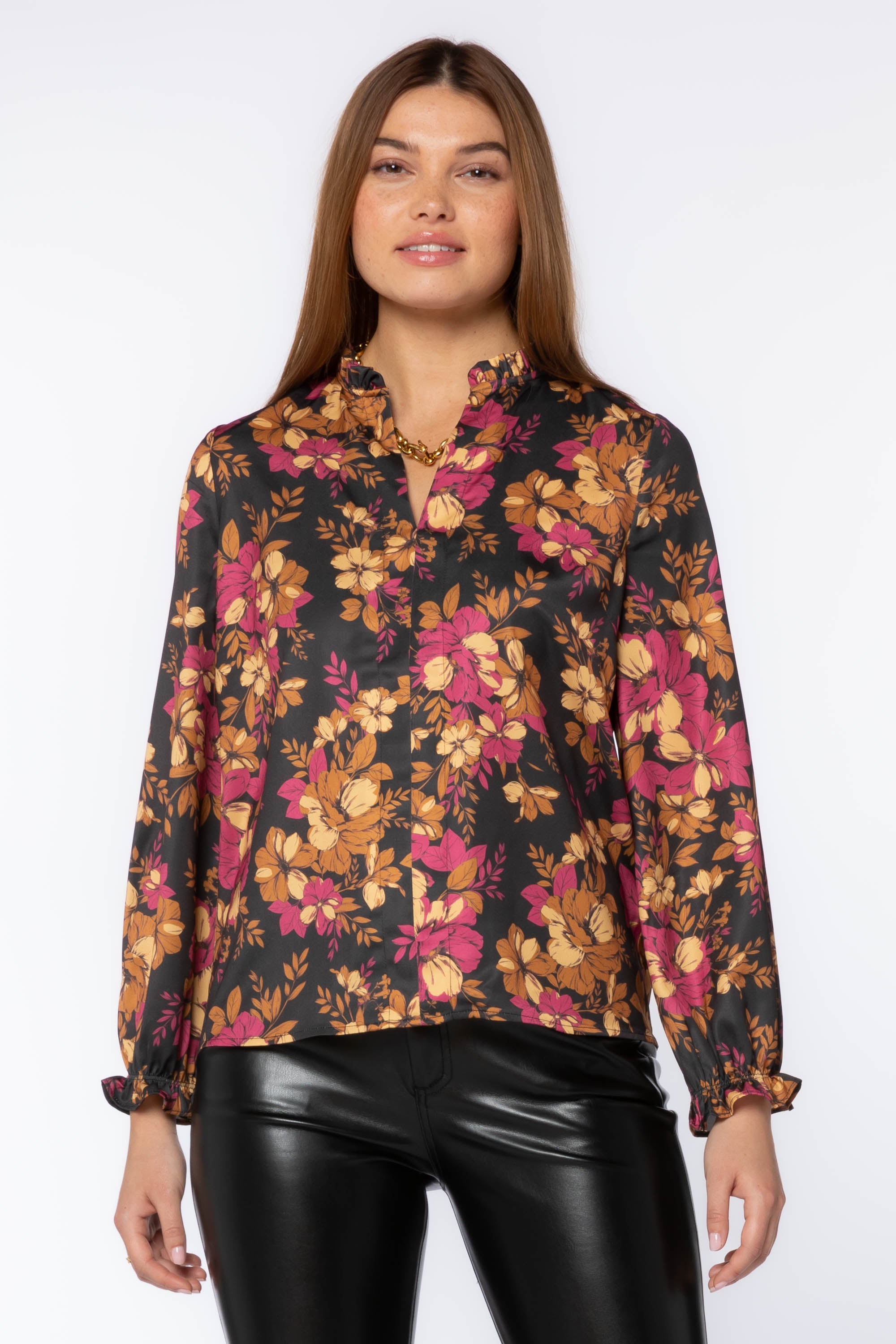 Maggie Blouse in Multi Floral Gold