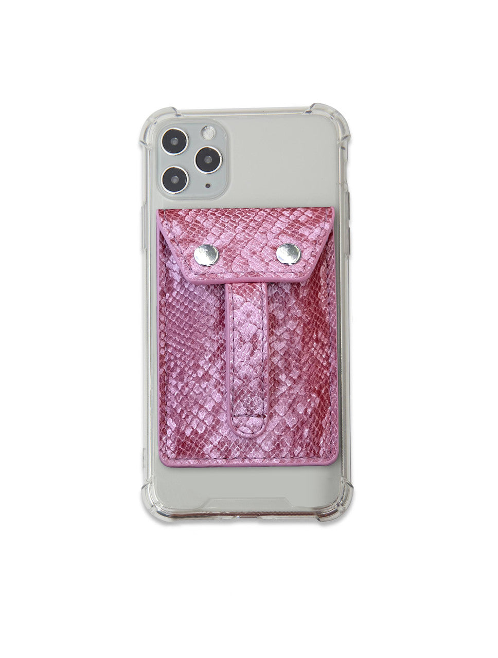 Phone Flipper Wallet in Pink Python