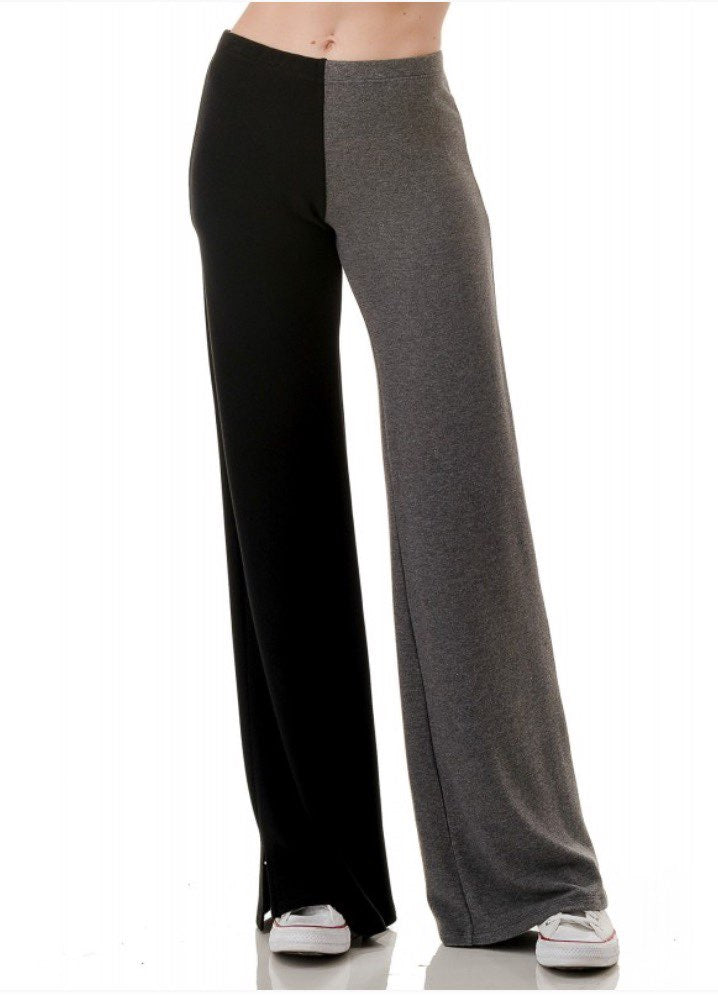 Charcoal & Black Color Block Pants